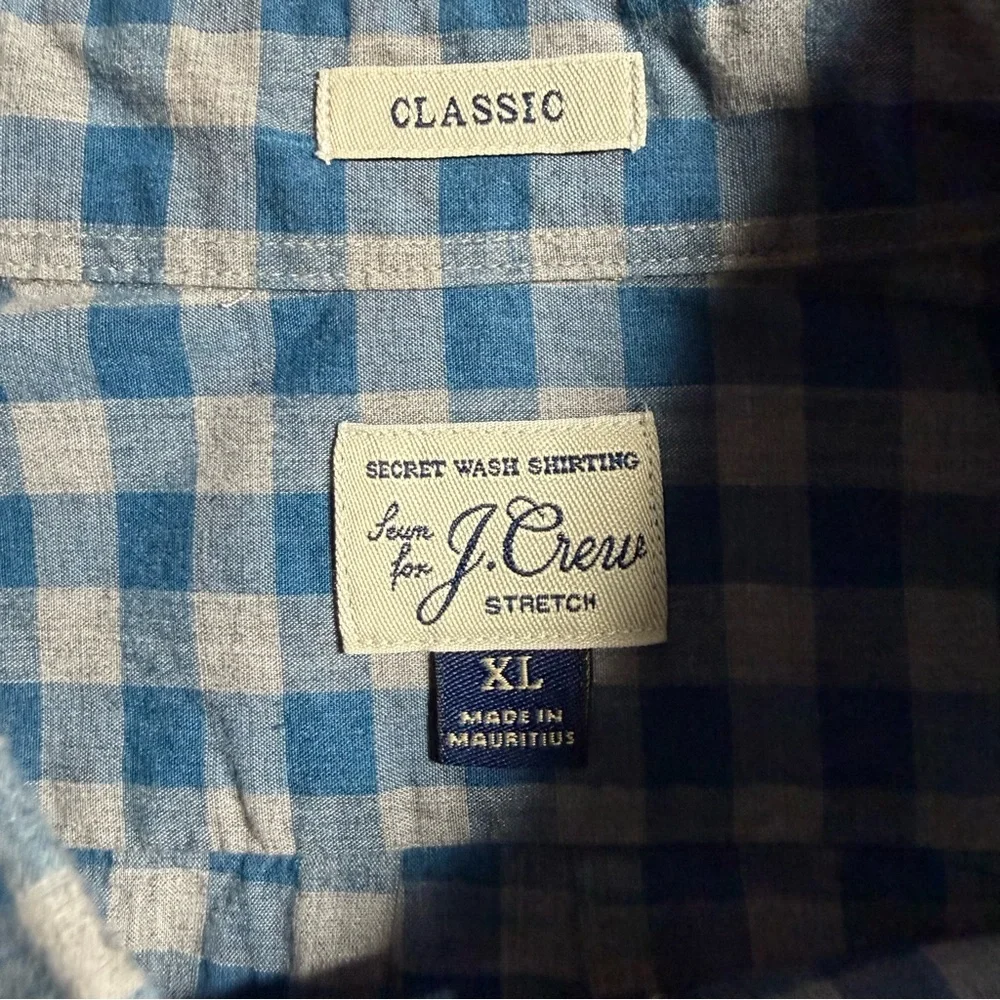J. Crew Men's Gingham Plaid Button Down Shirt NWOT XL